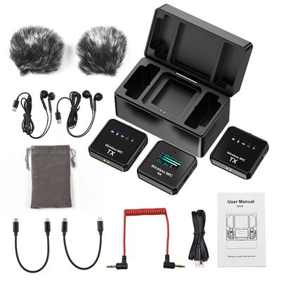 2.4GHz Wireless Lavalier Microphone System Clip-on Microphone 100m Transmission Range Noise
