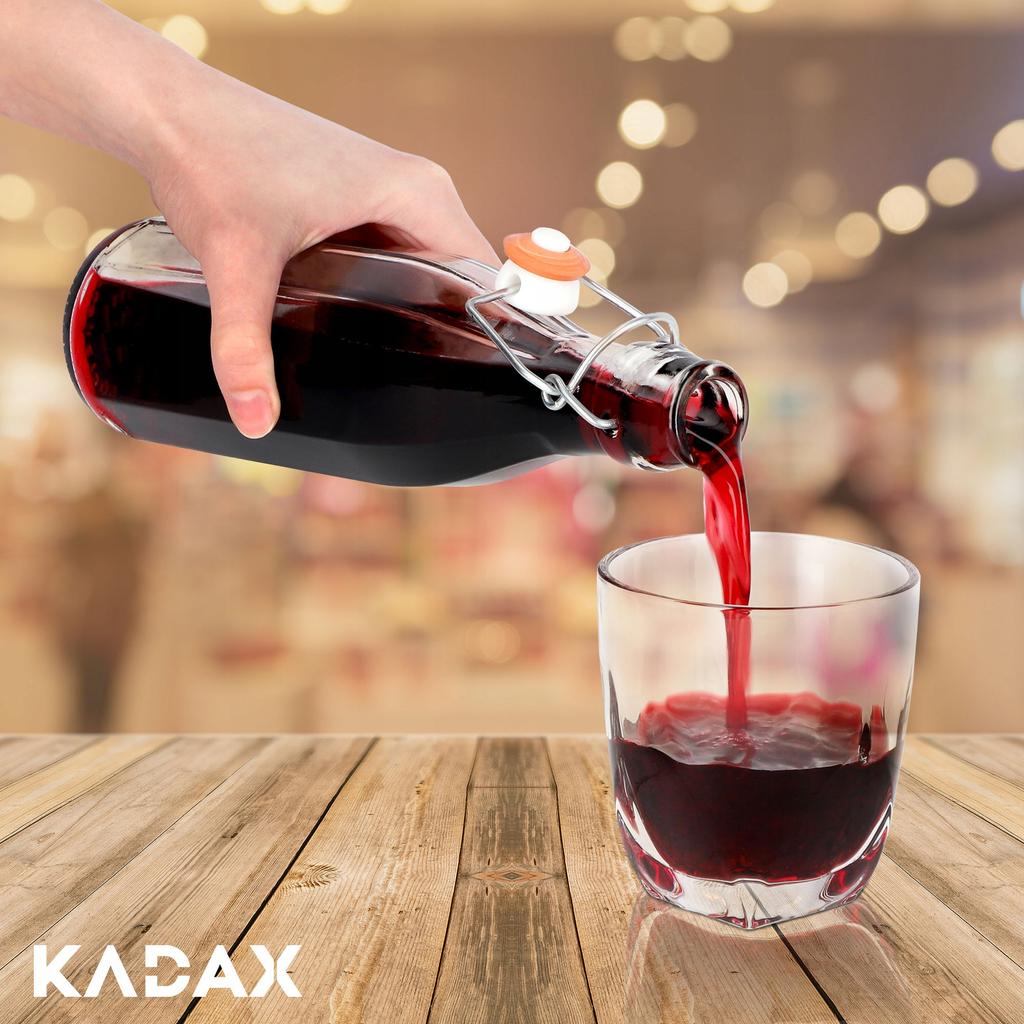 KADAX Glasflasche für Likör Saft Wein Korken 0,5L