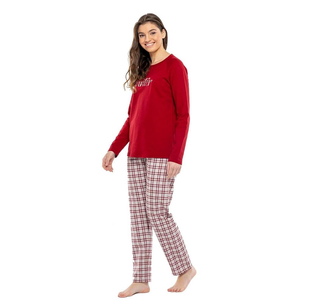 Mod Collection Zero Collar Checkered Women's Pajama Set