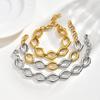 Vnox Punk Chunky Stainless Steel Openwork Geometric Bracelet for Women Trendy Irregular Two Tone Bracelet Party Jewelry