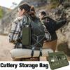 Portable Tableware Storage Bag Oxford Cloth 13 Slots Organizer Pouch Roll Up Style Tableware Storage Case Outdoor Camping Use