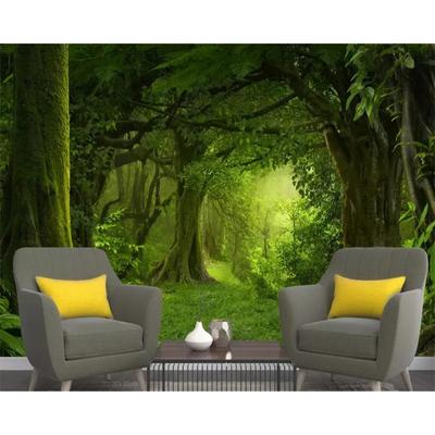 Papier peint Forêt Grand Arbre Pelouse Nature Paysage Mural Salon Chambre Tv Fond d'écran 3D