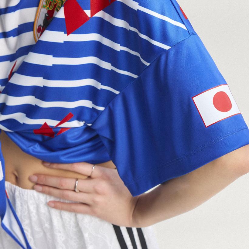 adidas Originals V-Neck Loose Japan Team Casual Culture Short Sleeve Football Shirt Women Tops KE2291