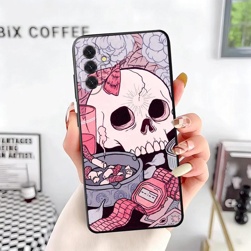 Pink Style Skull Witch Soft Phone Case for Samsung A17 A37 A57 A16 A26 A36 A56 A15 A25 A35 A55 A14 A24 A34 A54 A13 A23 A33 A53 A