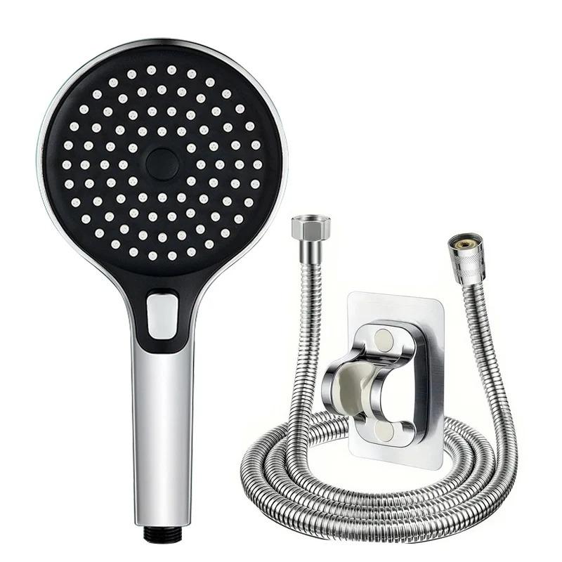 New Round Booster Shower Head Three-speed Large Panel Handheld Shower Head Home Bath Shower Set