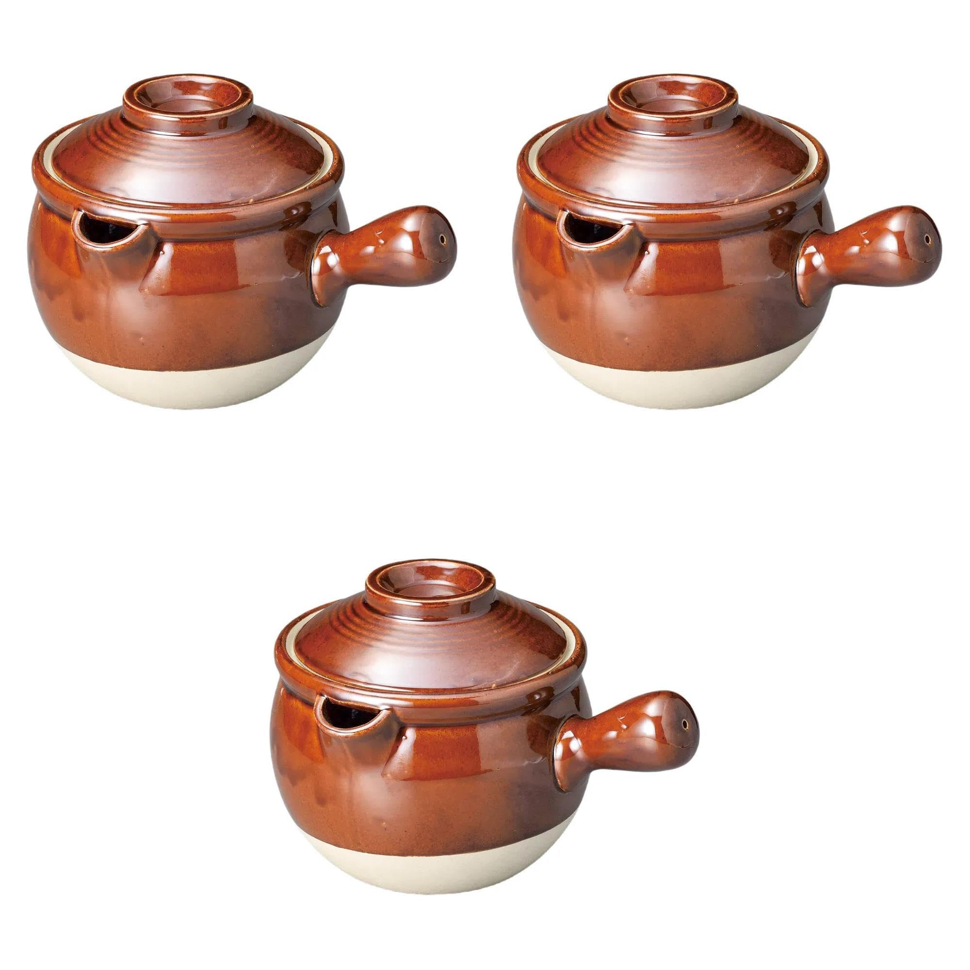 Набор из 3 кастрюль Юкихира Но. 10 [16 x 16 x 15 см, 1800 куб.см] | Керамическая рисоварка, Прямой нагрев, Setomonohonpo