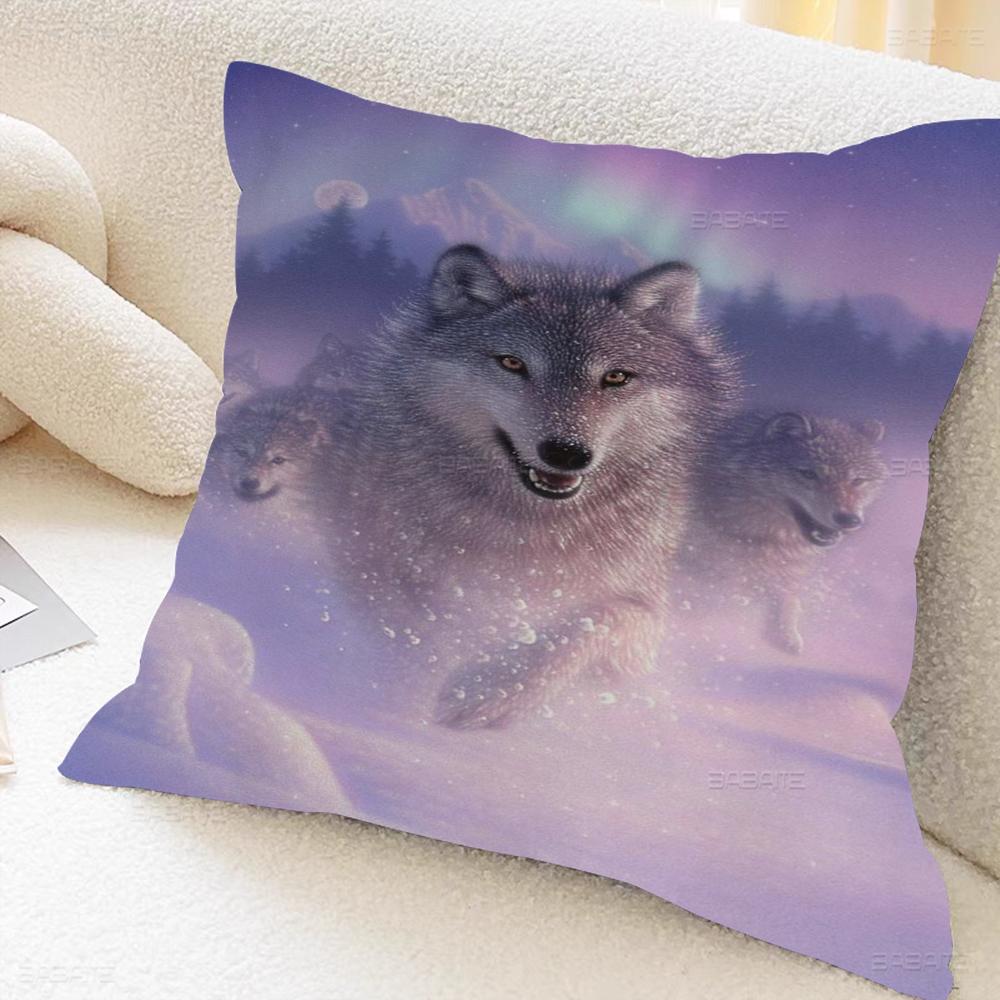 Animal Wolf Wallart Cushion Cover Inches Farmhouse Decor Home Throw Pillow Covers For Couch Decorations