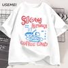 Slow Mornings Graphic Tshirt Man Trendy Coffee Club Tshirt Retro Coffee and Croissant T Shirt Breakfast Club Tee Cotton Clothing