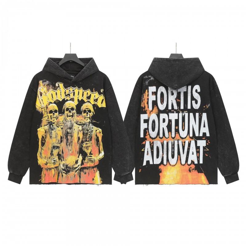 Unisex Vintage Washed Hoodie With Skull Print Loose Fit Streetwear Cotton Sweatshirt Men Women