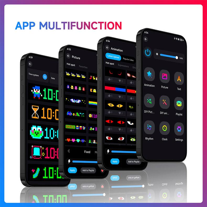 200/150/120 Cm Devil's Eye LED Truck Sign Scrolling Animation APP Remote Control LED Matrix Pixel Panel LED Display Light 12-24V