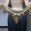 Cymbal Sequins Tassel Waist Wrap Adjustable Tie Dance Hip Skirt Stage Waist Chain  Kpop Performance