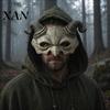 Devil Half-face Mask Halloween Ram Horn Demon Mask, Horror Half Face Gothic Masquerade Lightweight for Cosplay Costume Party