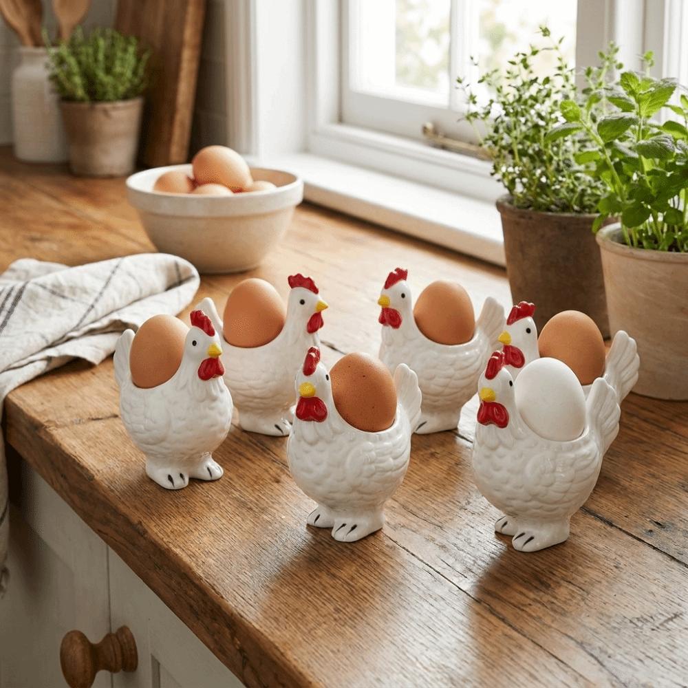 Chicken Shape Ceramic Egg Cup Cartoon 3D Chick Egg Cup Cute Boiled Egg Stand Tabletop Display