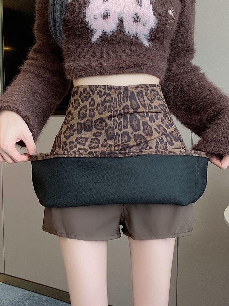 Retro Leopardenmuster Rock für Damen Hohe Taille Y2K Kurzer Rock