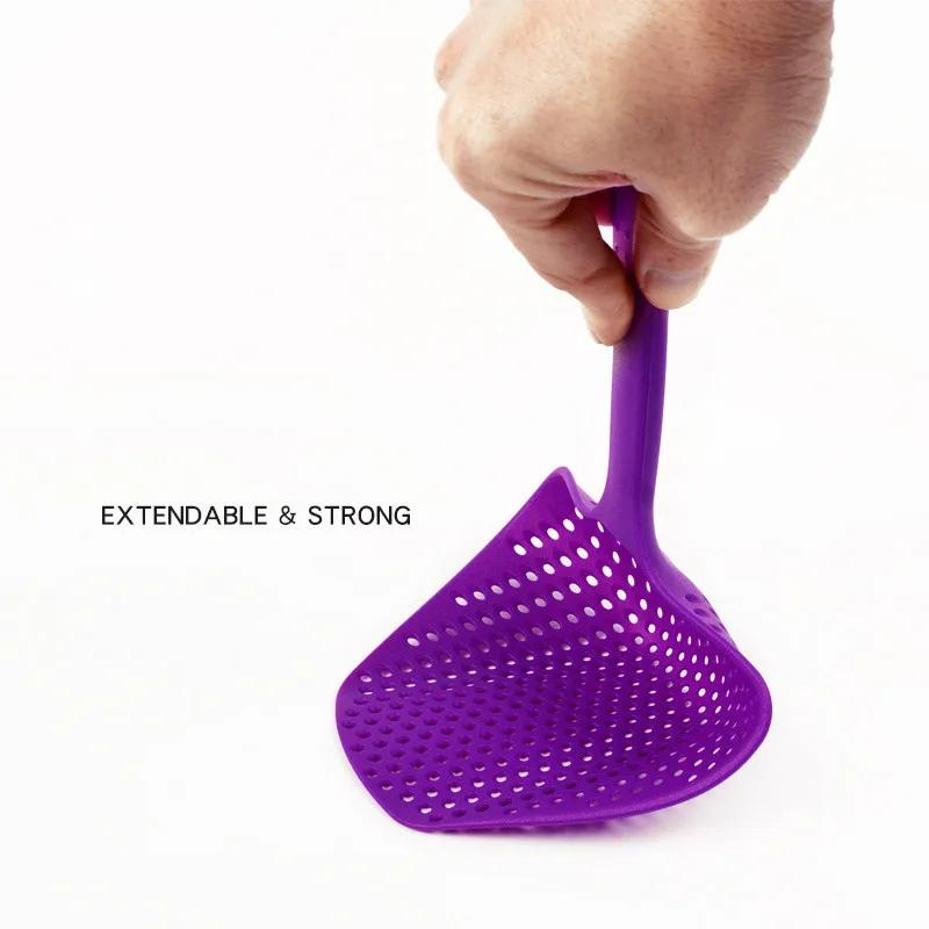 1 Pcs Colorful Nylon Soup Ladle Spoon Strainer Anti Scald Skimmer Mesh Filter Colander Kitchen Cooking Tool
