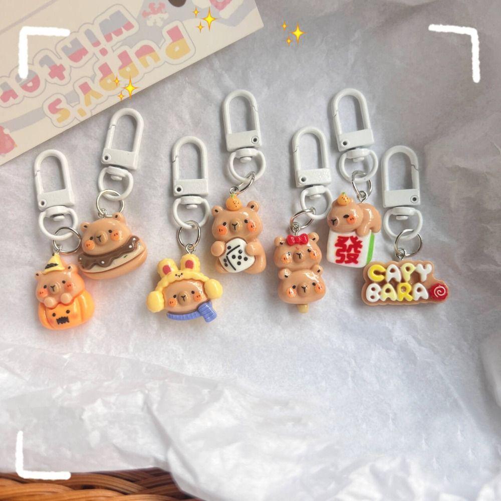 

Creative Pumpkin Capybara Keychain Capybara Animal Keyring Donut Kapibara Pendant Bag Hanging