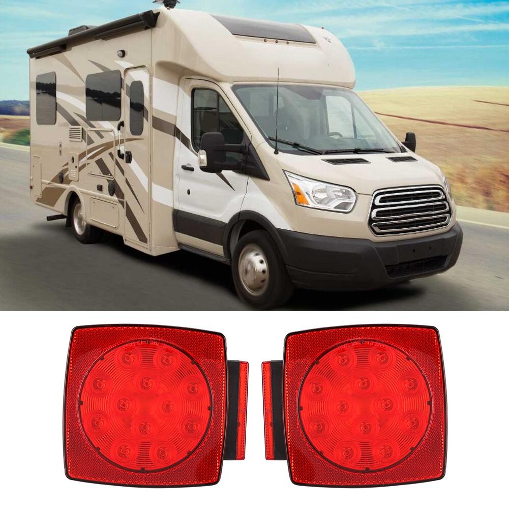 2pcs 12V Truck Trailer RV LED Tail Light Lamp Turn Signal Brake Reverse Light Combination