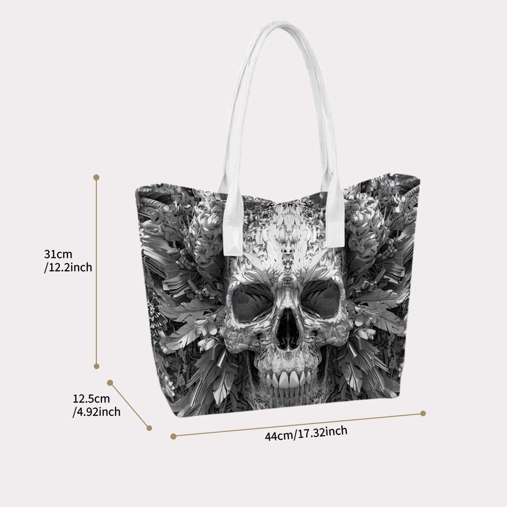 Gothic Skull Print Tote Bag Fashion Casual Shoulder Top Handle Handbag for Daily Use