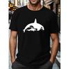 Plus Size Men's T-Shirt with Whale Print - Casual, Breathable , Round Neck, Short Sleeve - Perfect for Summer, PLUS SIZE