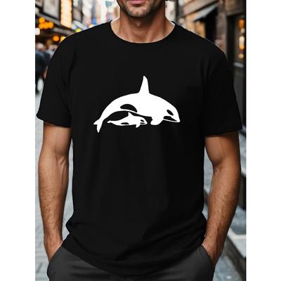Übergrößen Herren T-Shirt mit Wal-Print - Lässig, Atmungsaktiv, Rundhals, Kurzarm - Perfekt für den Sommer, ÜBERGRÖSSE