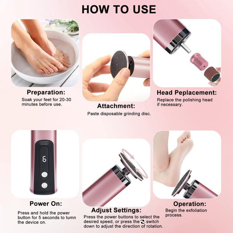 Wireless Electric Foot Callus Remover Machine Rechargeable Pedicure Tool for Dead Skin And Cuticle Removal with Replacement Sand