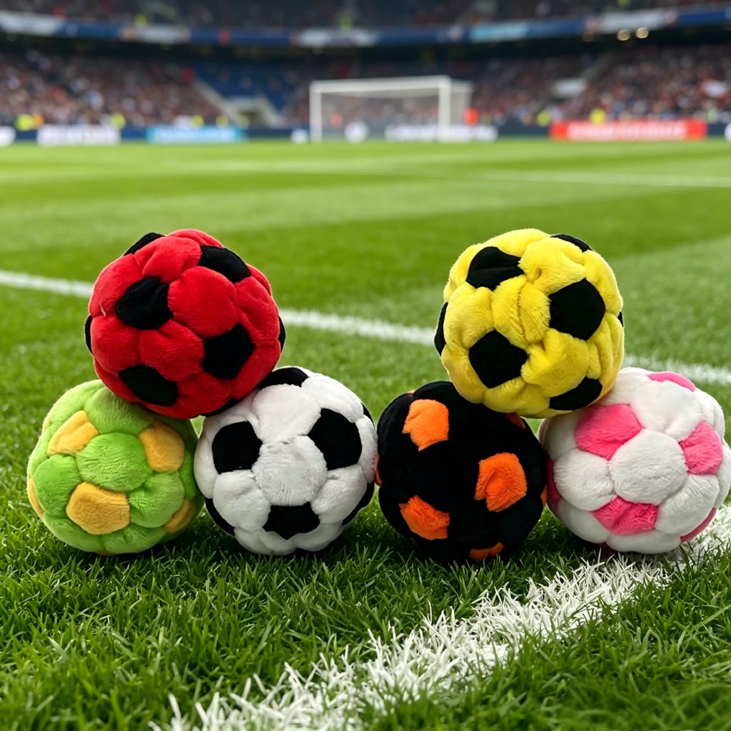 7Cm Soft Plush Soccer Ball Toy For Kids And Pets Colorful Stuffed Football Fluffy Interactive Toy For Indoor Games Pet Chewing