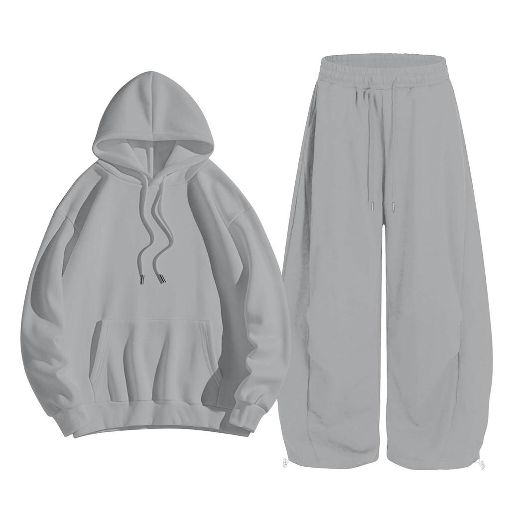 Women Casual Two Piece Set Hoodie Sweatshirt and Wide Leg Pants Drawstring Waist Relaxed Fit Lounge Outfit for Everyday Wear