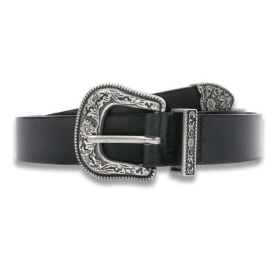Doffsept Blumen Western Rindsleder Gürtel in Schwarz