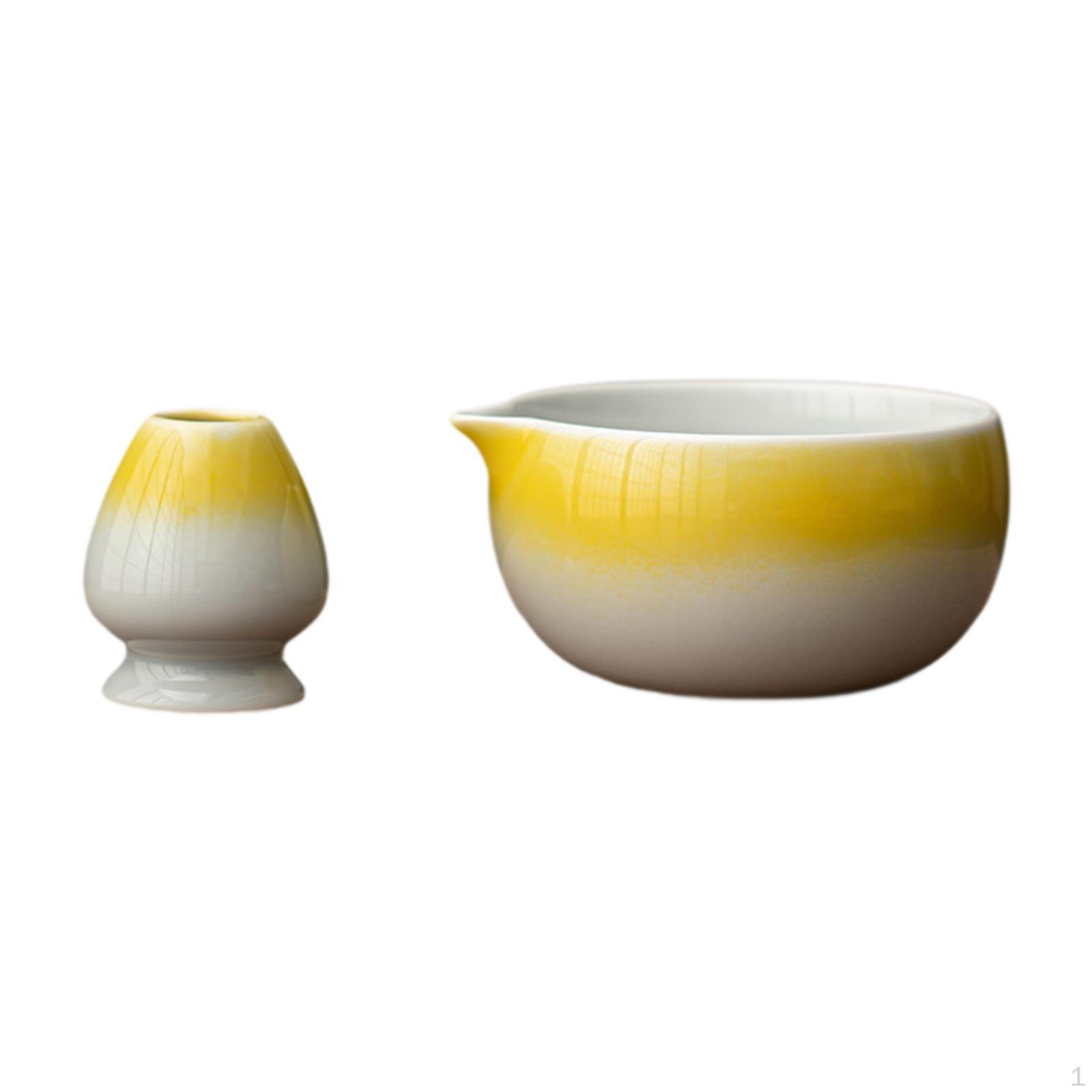 

Чаша для матча объемом 500 мл с носиком и держателем для венчика для любителей чая жёлтый