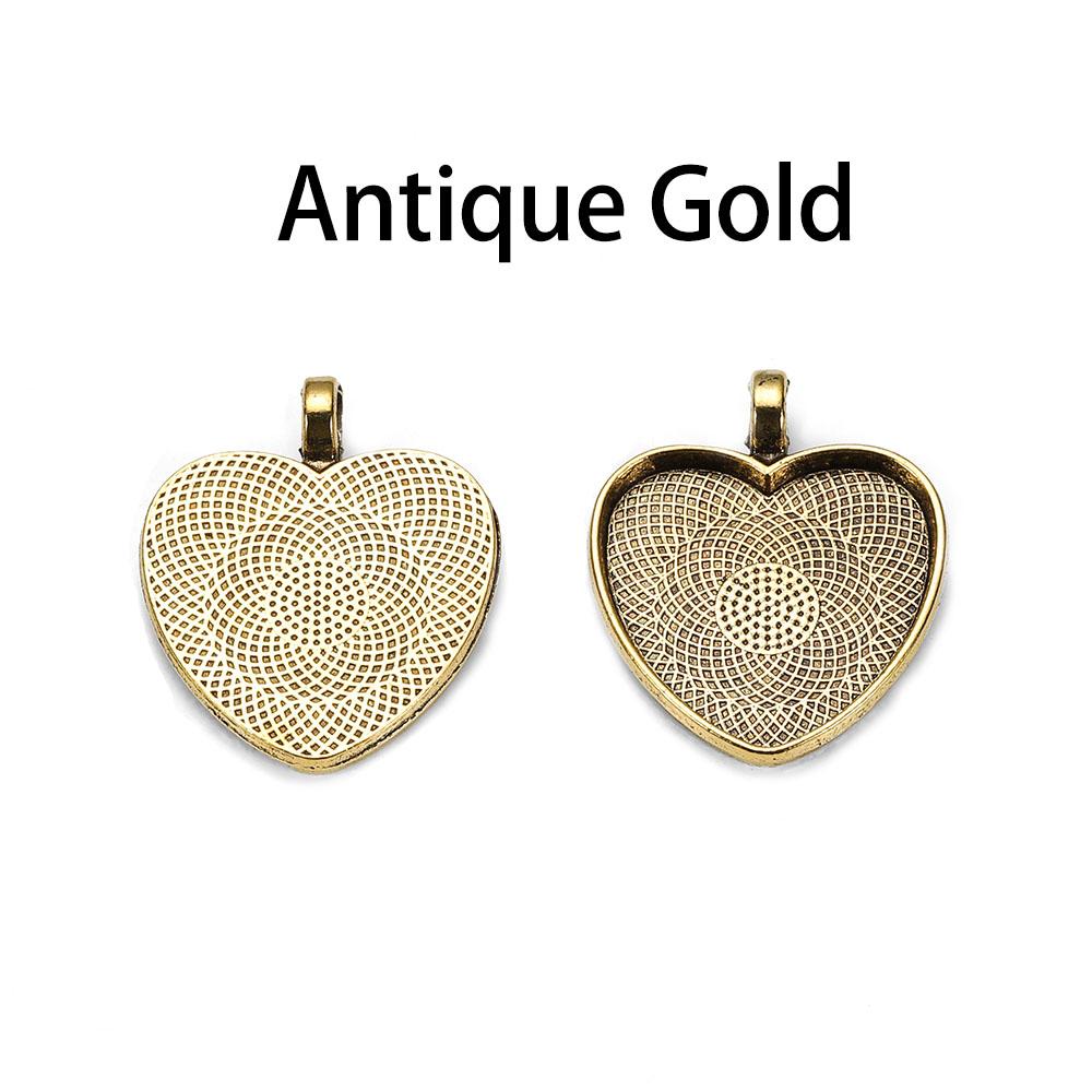 10pcs/lot 25mm Heart-Shaped Pendant Cabochon Base Setting Cameo Findings For DIY Jewelry Making Supplies