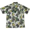 Men's Summer Cotton Loose Big Flower Seaside Vacation American vintage Hong Kong Style Couple Print Loose Short sleeve Shirts