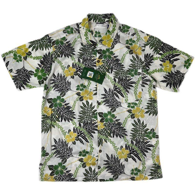 Men's Summer Cotton Loose Big Flower Seaside Vacation American vintage Hong Kong Style Couple Print Loose Short sleeve Shirts