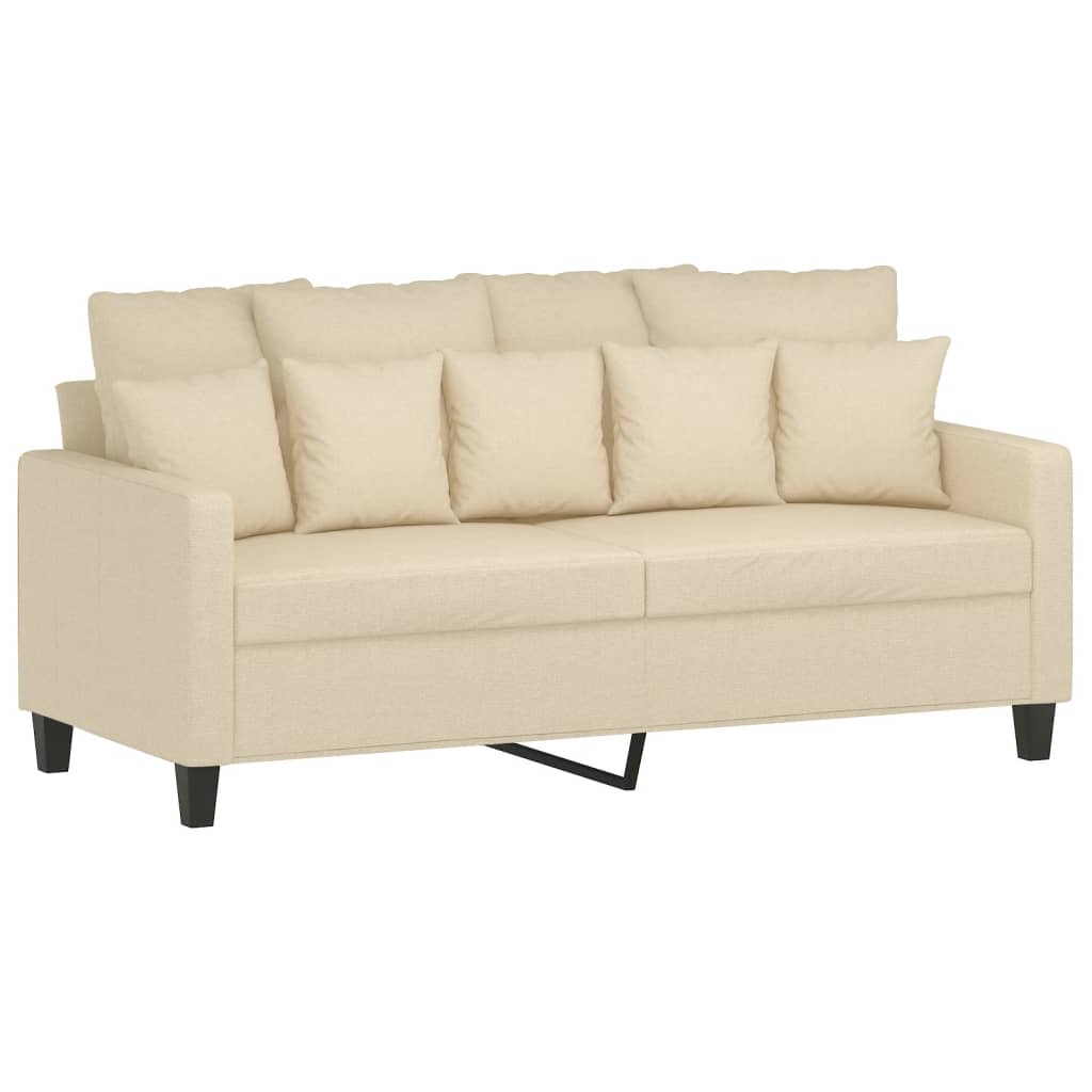 2 Piece Cream Fabric Sofa Set with Cushions