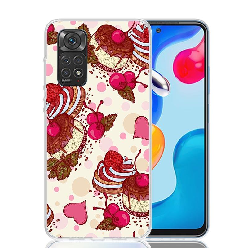 Macaron Ice Cream Cake Doughnut Phone Case For Xiaomi Redmi Note 13 14 15 Pro Plus 12S 12 14S 11S 11E 10 10S 11 11T 5G 4G Cover