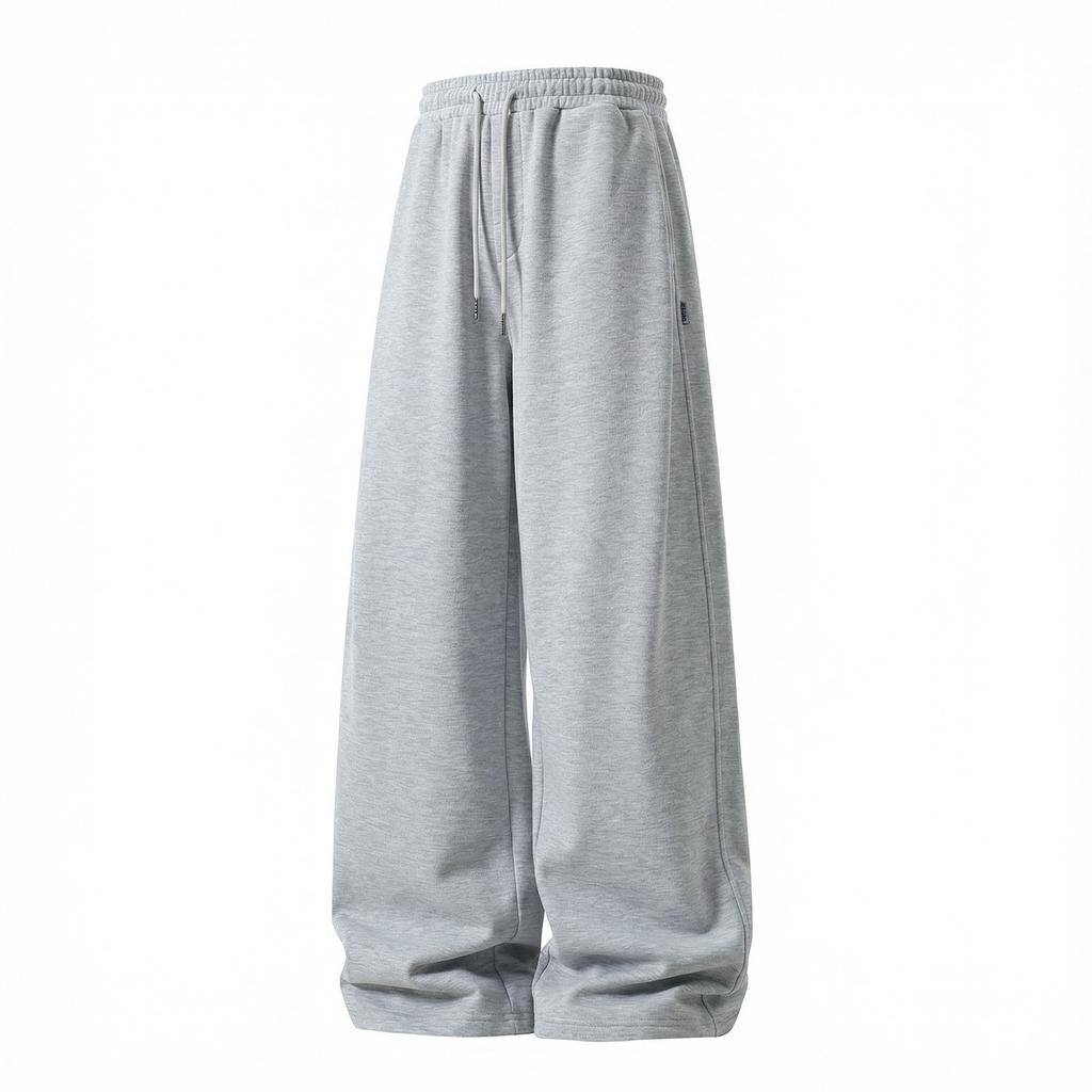 Mens Loose Split Spliced Draping Casual Sports Long Sweat Pants
