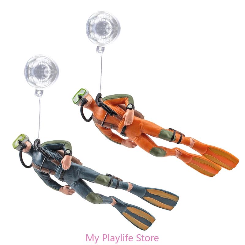 Aquarium Dekoration Harzfigur Taucher mit schwebender Kugel Zierde für Aquarien Betta Fisch Landschaftszubehör