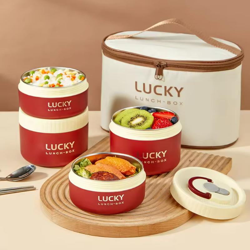 304/316 Stainless Steel Portable Insulated Lunch Box with Cutlery And Thermal Bag Leak proof Microwave Safe Food Container