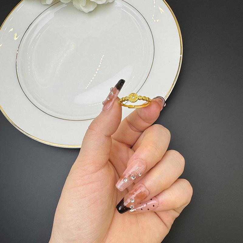National Trend Ring Retro Hollow Coin Ring Female Design