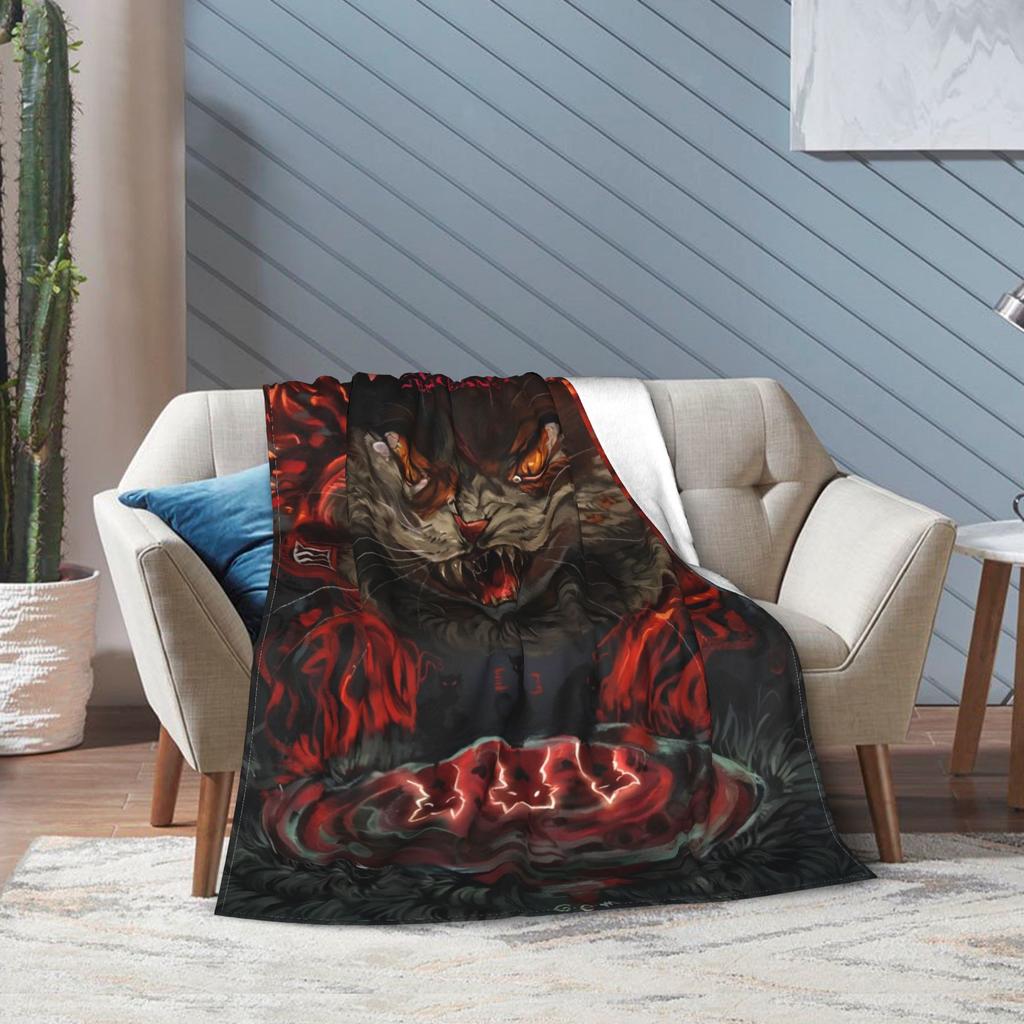 Super Soft Warriored Cats Throw Blanket Premium Fleece Flannel Lightweight Bed Blanket Cozy Fluffy Blankets All Season Use