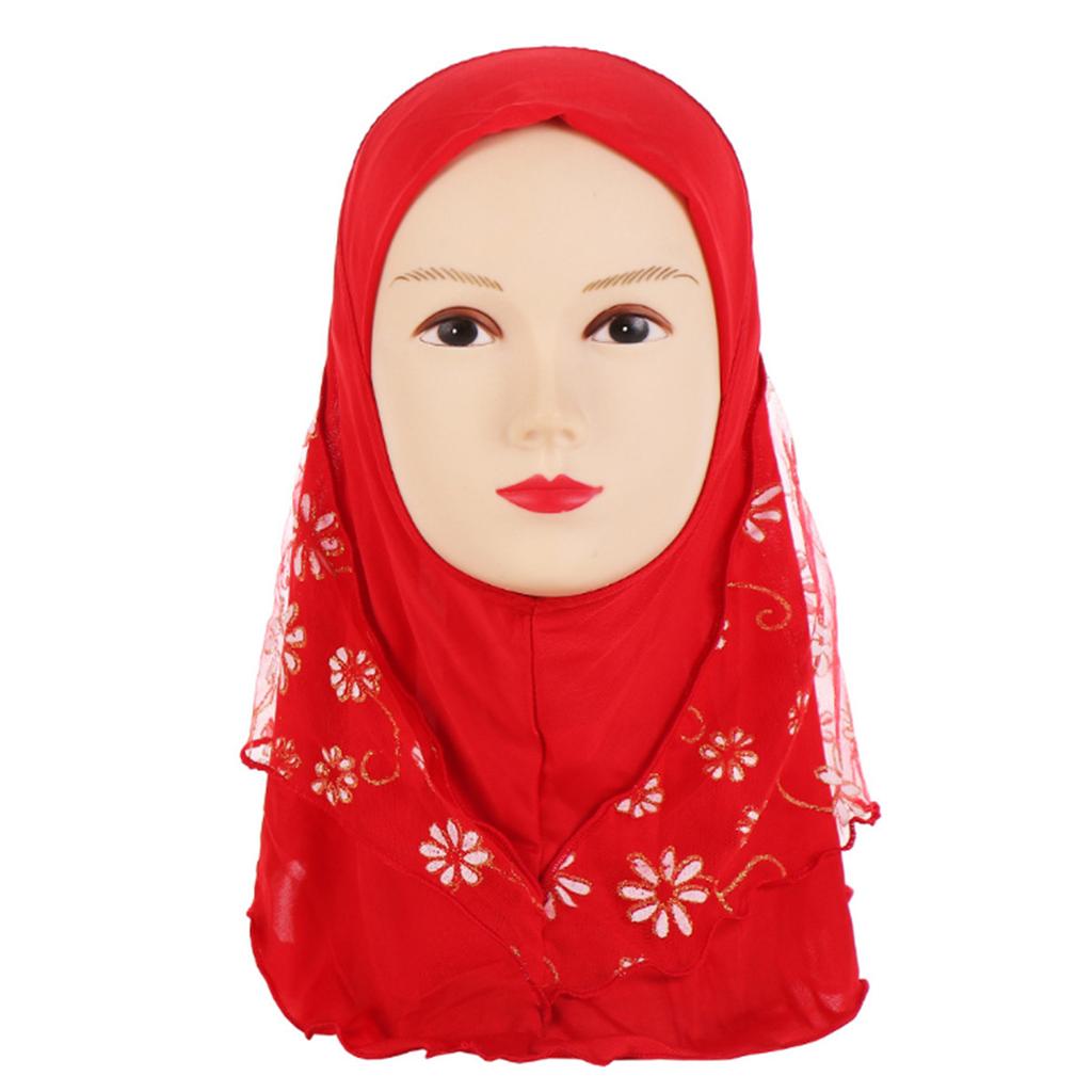 Muslim Children Kids 2 Layer Girls Islamic Scarf Arab Shawls Hijab For 7-11-Year Muslim Children