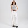 Women's Autumn 2025 Casual White Wide-Leg Pants: High-Waist, Loose, Slimming, Drapey, Floor-Length