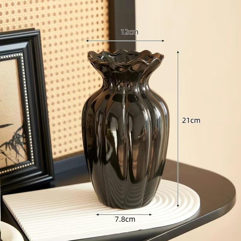 French Creative Ceramic Vase Cream Wind Ornament Living Room Flower Arrangement Water Flower Home Dining Table Decoration