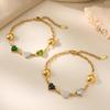Luxe Hartvormig Glazen Steen Armband in 18K Verguld Titanium Staal