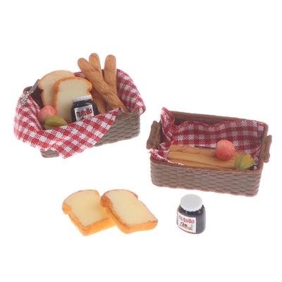 1 :6 /1: 12 Simulatie Mini Brood Baguette Miniatuur Poppenhuis Bakkerij Voedsel Met Mandje Voor Poppen Keuken Accessoires