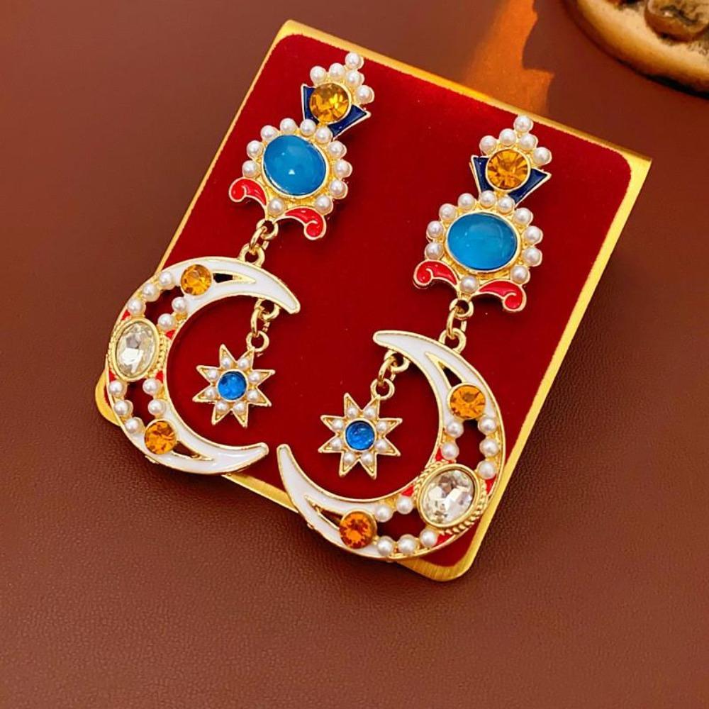 Ear Jewelry Star Pendant Earrings Light Luxury Moon Stud Earrings Vintage Earrings Women  Female