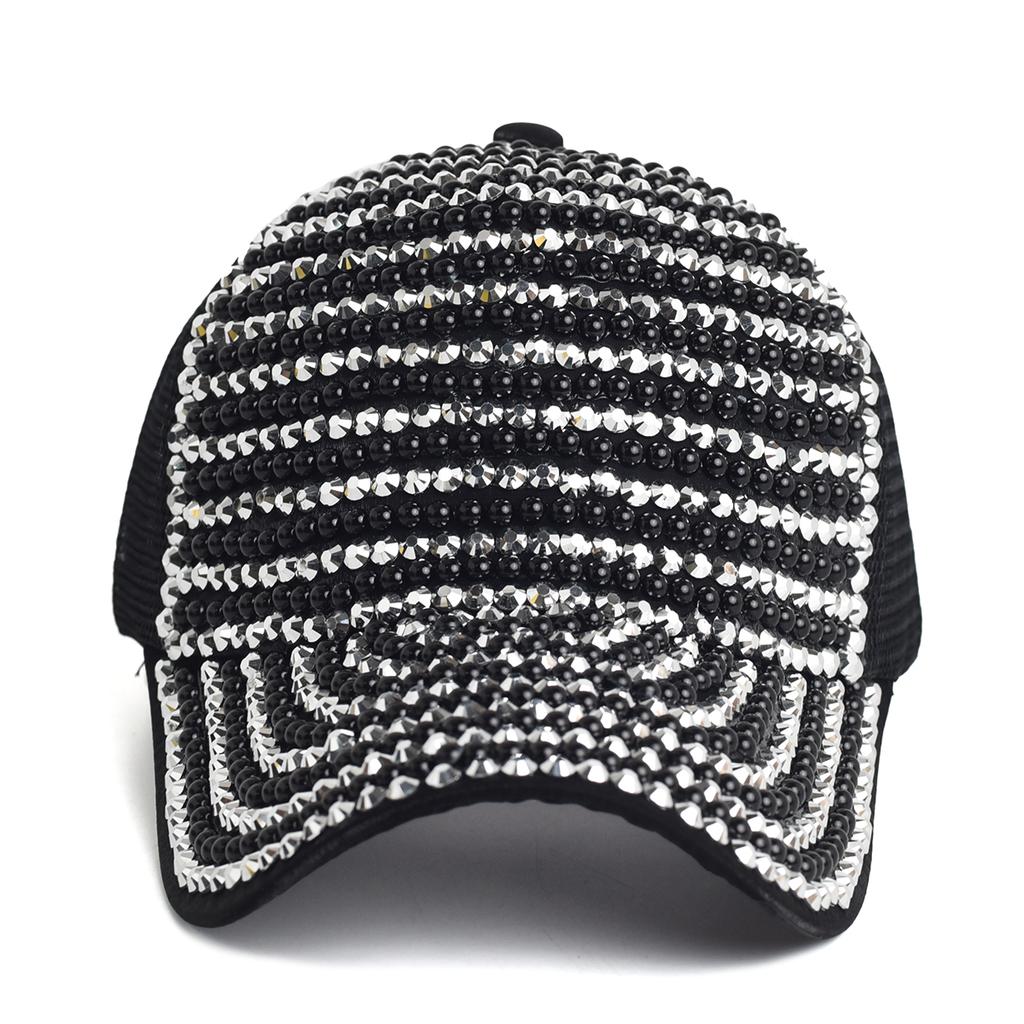 Baseball Cap Women Full Rhinestone Beads Mesh Cap Street Fashion Snapback Hats Casual Party Hip Hop Kpop Dance Cap Men Summer