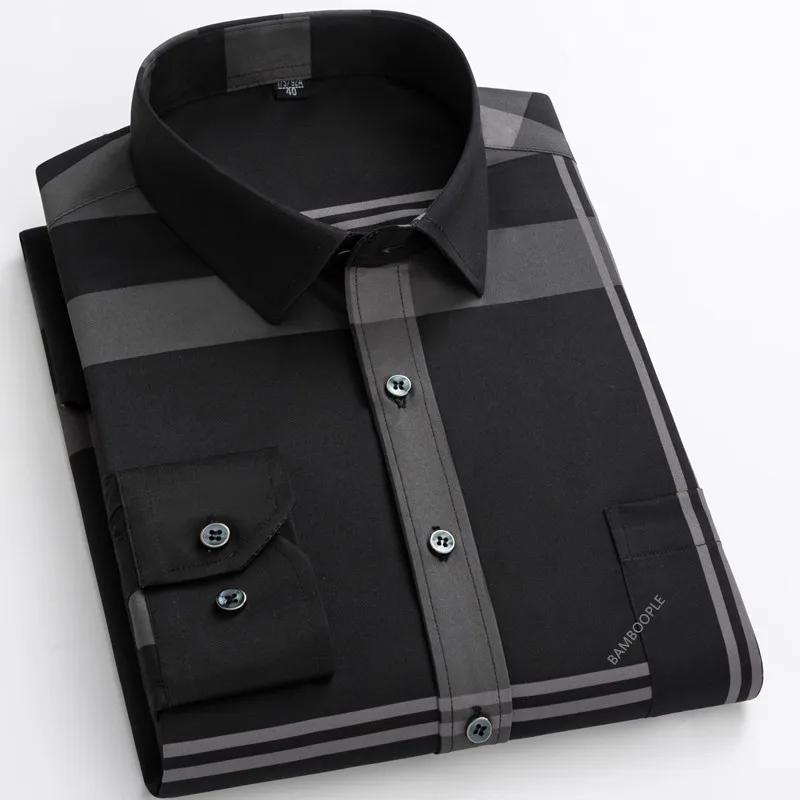 Men's Print Shirt Autumn Spring Long Sleeve Thin Non Iron Fashion Business Causal Social Anti-wrinkle Plaid Slim Fit Chemise Hom