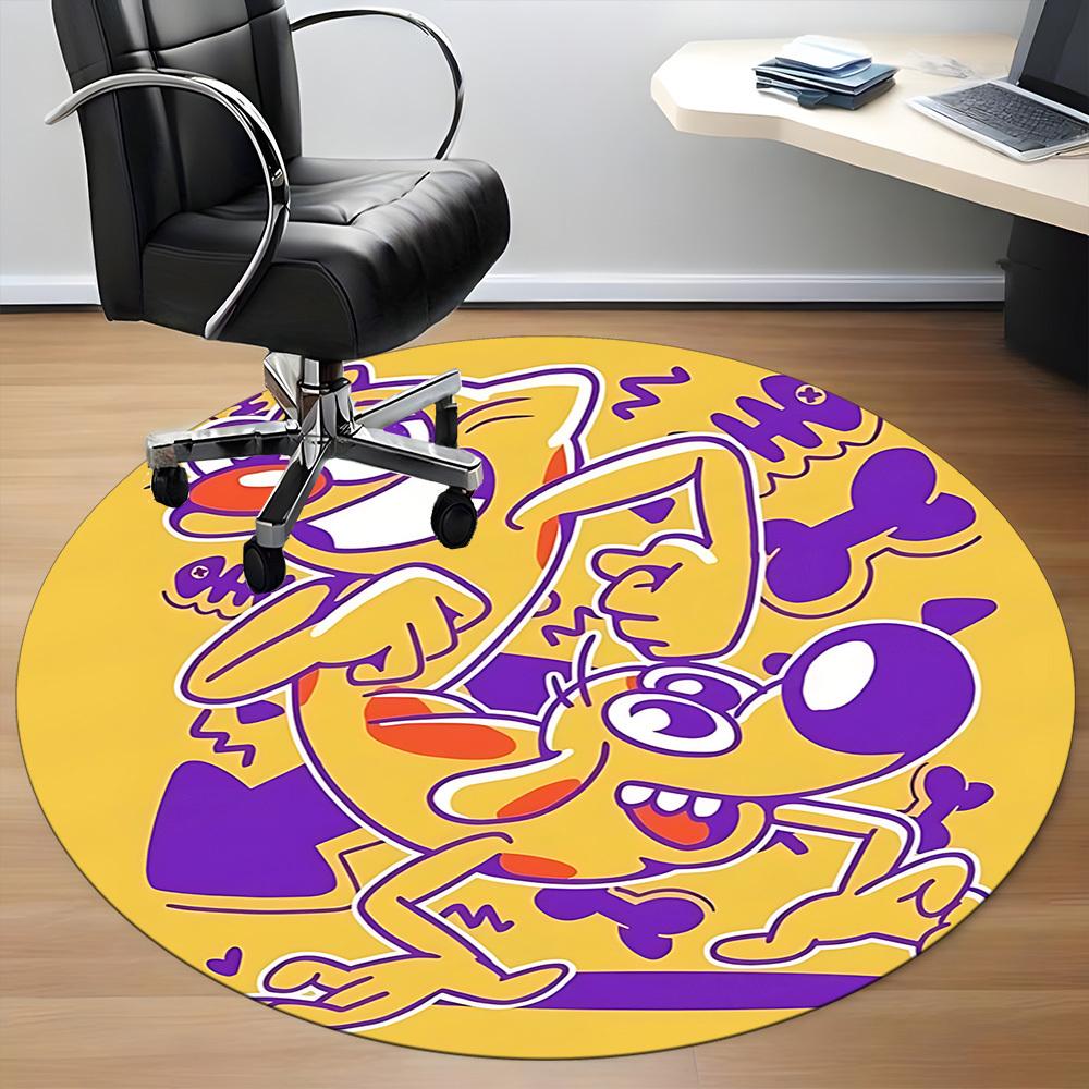 1pc CatDog Office Round Area Rug, Under Office Chairs Bedroom Living Room Home Decor, Room Deco