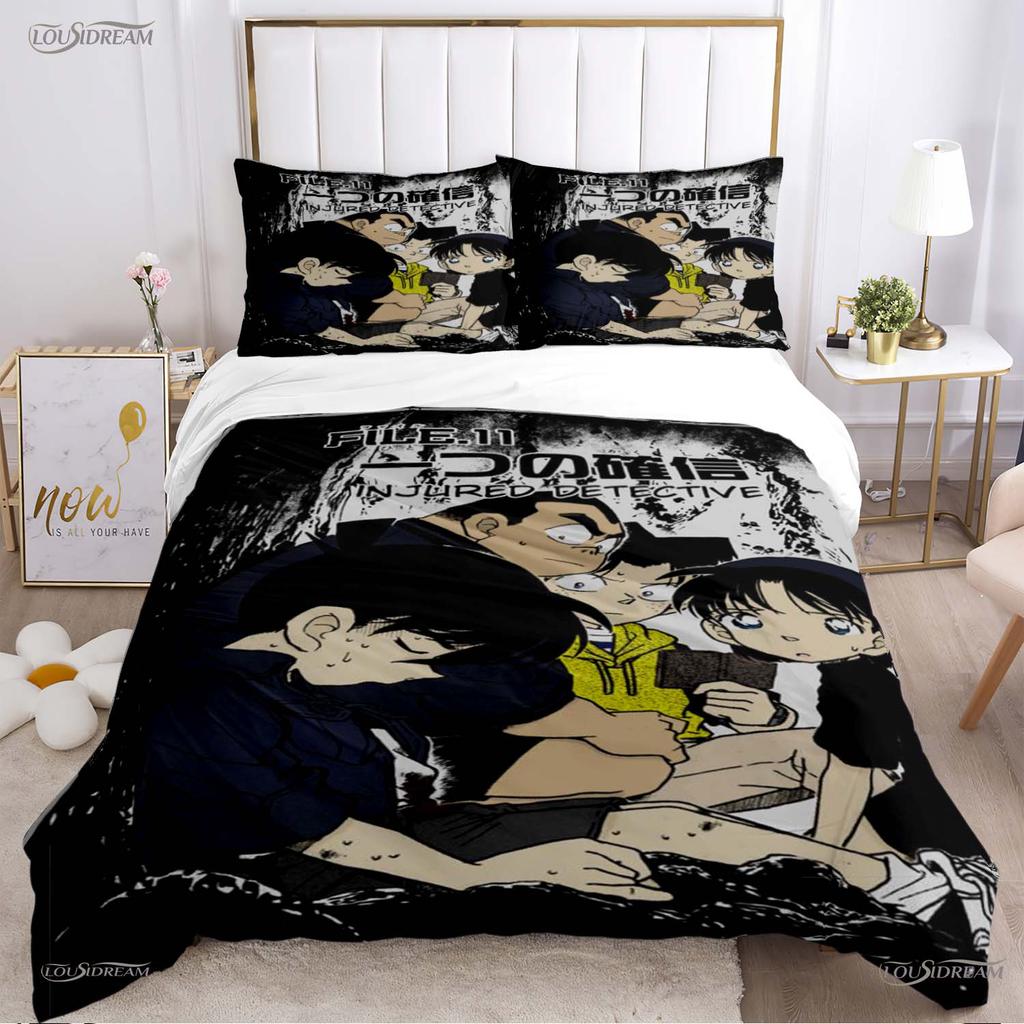 Detect Conan carton anime All Season Duvet Cover Comforter Bedding Set Soft Quilt Cover and Pillowcases Single/Double/Queen/King