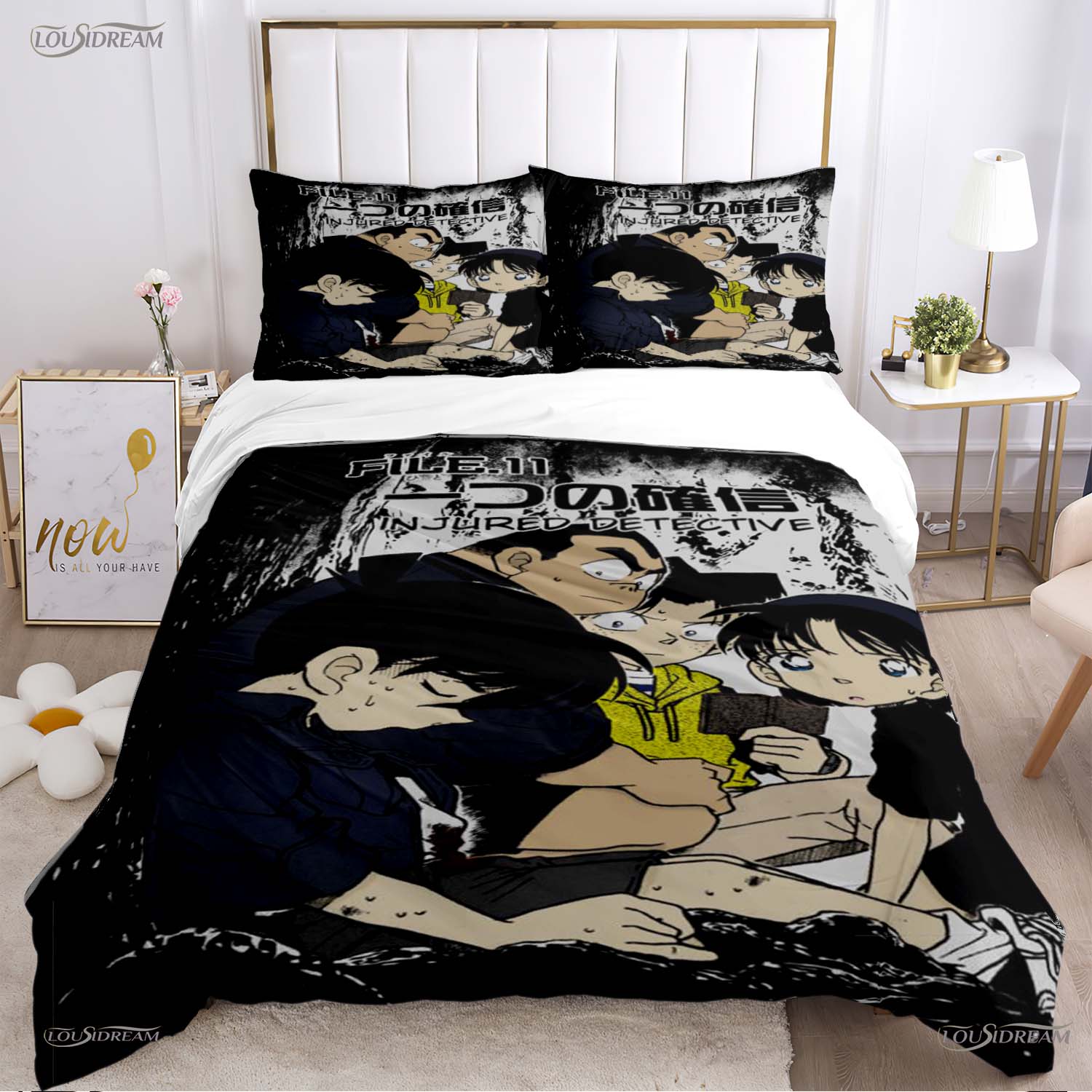 

Detect Conan carton anime All Season Duvet Cover Comforter Bedding Set Soft Quilt Cover and Pillowcases Single/Double/Queen/King EU Twin 135x200cm
